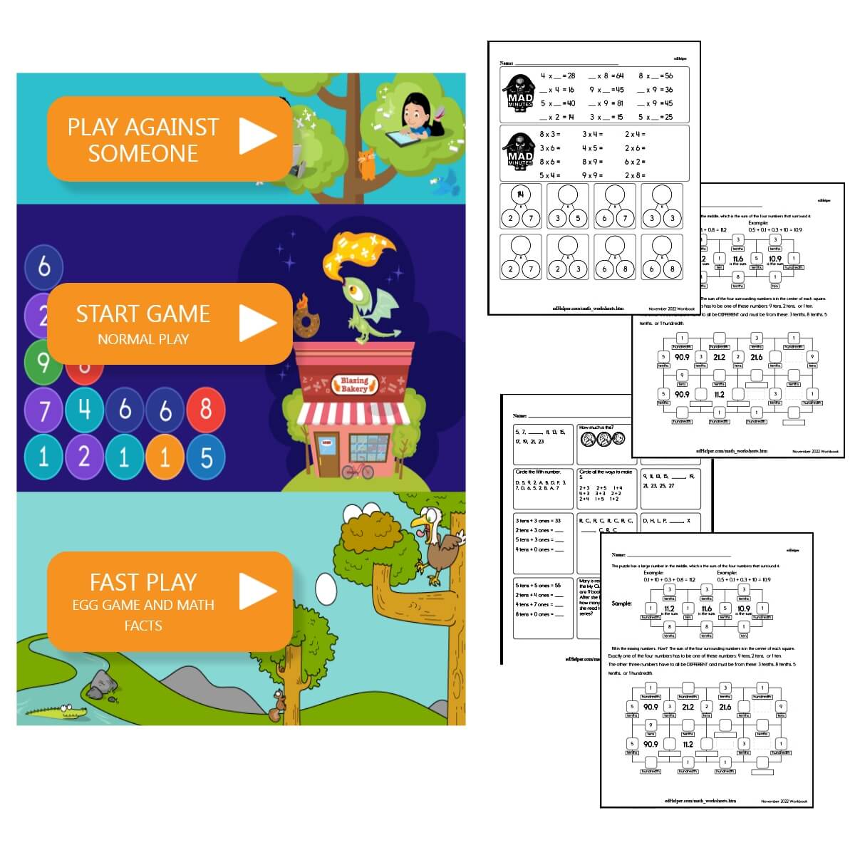 Free Hybrid Math Homework Printables