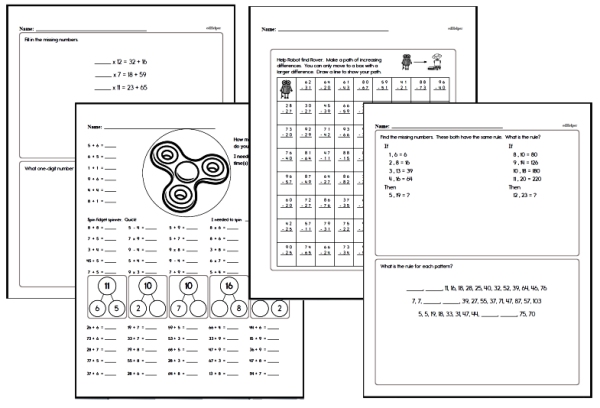 Free Classroom Math Practice Worksheets