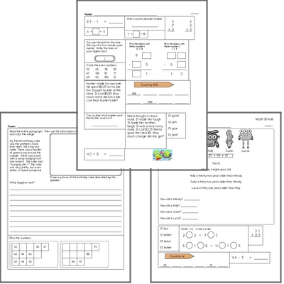 Free L.1.1.A Practice Workbook<BR>Multiple pages of practice for L.1.1.A skills.<BR>Includes first grade language arts, math, and puzzles.