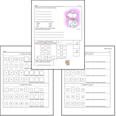 Free L.1.4 Practice Workbook<BR>Multiple pages of practice for L.1.4 skills.<BR>Includes first grade language arts, math, and puzzles.