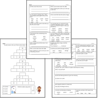 Free L.2.5 Practice Workbook<BR>Multiple pages of practice for L.2.5 skills.<BR>Includes second grade language arts, math, and puzzles.
