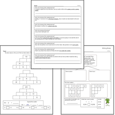 Free L.4.5.B Practice Workbook<BR>Multiple pages of practice for L.4.5.B skills.<BR>Includes fourth grade language arts, math, and puzzles.