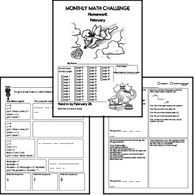 February Gifted Math Challenge Workbook for Kids