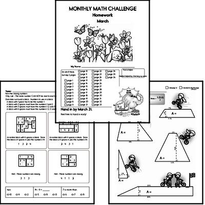 March Gifted Math Challenge Workbook for Kids