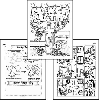 Preschool Warmup Pages, Tracing and Writing, and Math Challenges for March