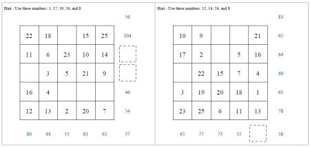 Addition Squares Worksheets