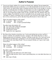 Author's Purpose Worksheets