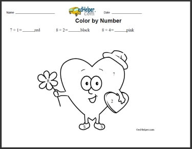 Free Color by Division Worksheets