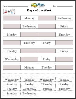 Days of the Week: Activities, Worksheets, Printables, and Lesson Plans