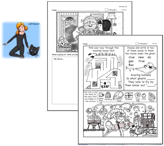 worksheets halloween 1 grade Worksheets edHelper.com Halloween Free