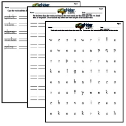 Handwriting Word Search Puzzle
