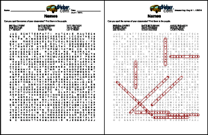 Student Names Back to School Word Search