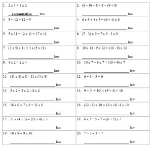 Free Distributive Property, Associative Property, and Commutative Property  Worksheets | edHelper.com