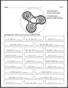 Order of Operations Worksheets - Fast Review with Fidget Spinners