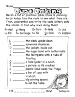 jokes activities worksheets printables and lesson plans