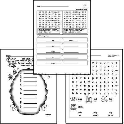 January Spelling<BR>Word Study Workbook<BR>for First Graders