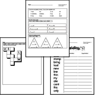 January Spelling<BR>Word Study Workbook<BR>for First Graders