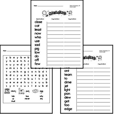 January Spelling<BR>Word Study Workbook<BR>for First Graders