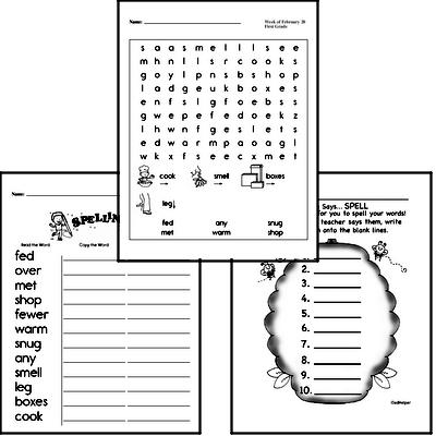 February Spelling<BR>Word Study Workbook<BR>for First Graders