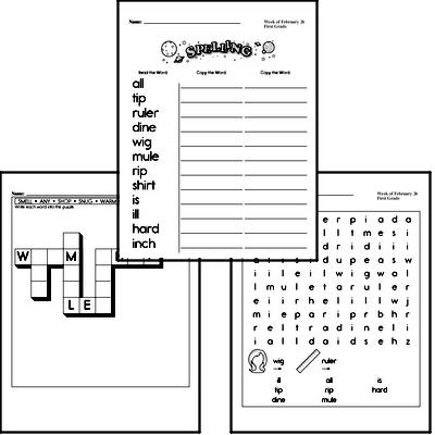 February Spelling<BR>Word Study Workbook<BR>for First Graders