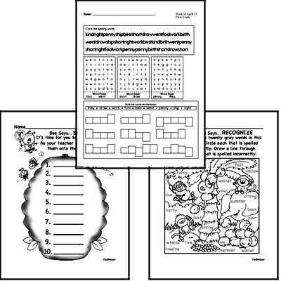 April Spelling<BR>Word Study Workbook<BR>for First Graders