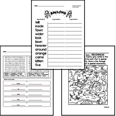 April Spelling<BR>Word Study Workbook<BR>for First Graders