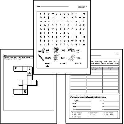 July Spelling<BR>Word Study Workbook<BR>for First Graders