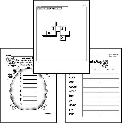 July Spelling<BR>Word Study Workbook<BR>for First Graders