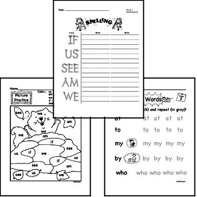 September Spelling<BR>Word Study Workbook<BR>for Kindergarteners