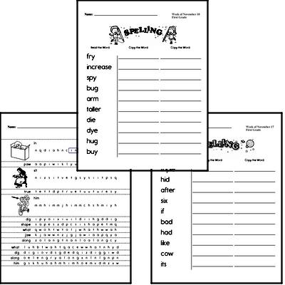 November Spelling<BR>Word Study Workbook<BR>for First Graders