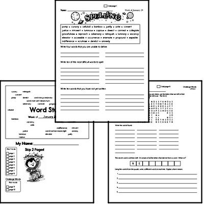 High School Spelling List and Workbook (January book #5)<BR>Week of January 31