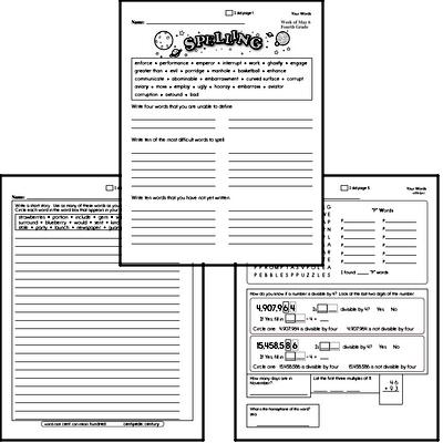 Fourth Grade Spelling List and Workbook (May book #2)<BR>Week of May 9