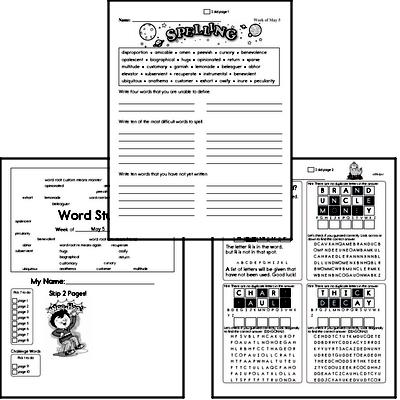 High School Spelling List and Workbook (May book #2)<BR>Week of May 8