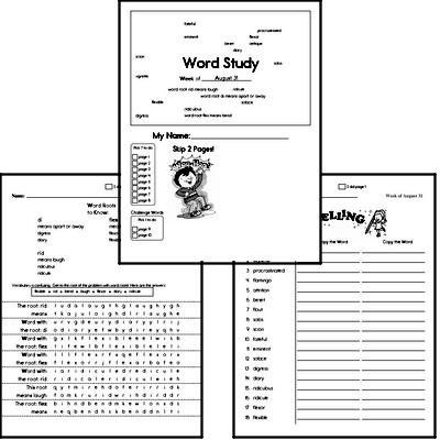 Fifth Grade Spelling List and Workbook (August book #3)<BR>Week of August 17