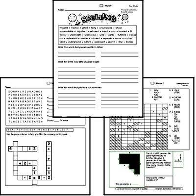 Fourth Grade Spelling List and Workbook (August book #1)<BR>Week of August 1