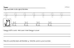 How to write cursive uppercase G workbook.