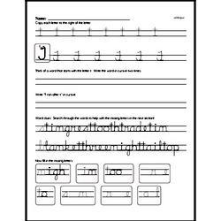 How to write cursive uppercase T workbook.