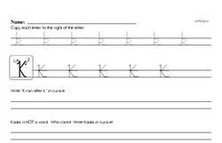 How to write cursive uppercase K workbook.
