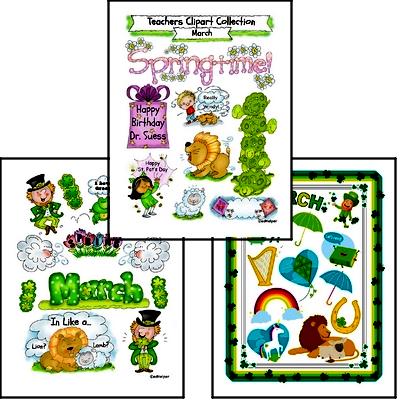 Teacher Clipart for March Bulletin Boards or Worksheets