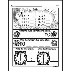 First Grade Addition Worksheets - Patterns of 1 More Worksheet #11