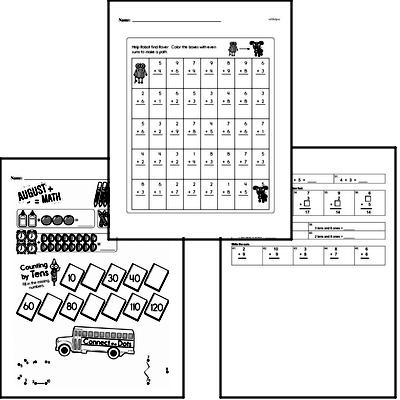 Addition - Addition within 20 Mixed Math PDF Workbook for First Graders