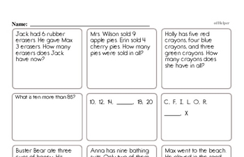 Addition - Addition within 5 Mixed Math PDF Workbook for First Graders