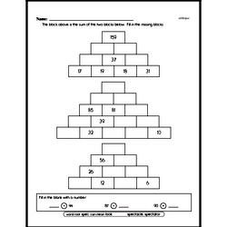 Addition Pyramid Puzzle Problem Worksheet