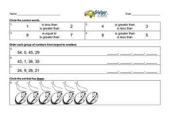 Free First Grade Assessment PDF Worksheets | edHelper.com