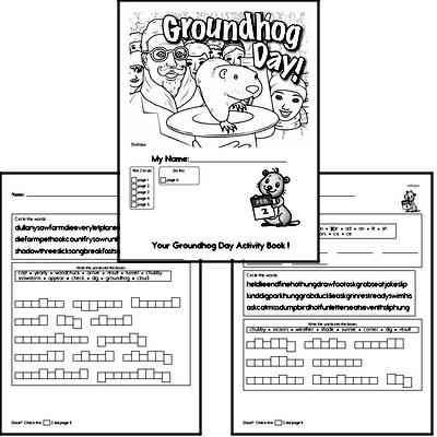 First Grade Groundhog Day Worksheets Activity Book (more challenging)