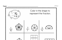 First Grade Fraction Worksheets Worksheet #13