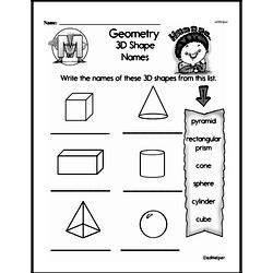 First Grade Geometry Worksheets - 3D Shapes Worksheet #6
