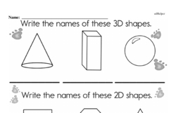 first grade geometry worksheets 3d shapes edhelper com