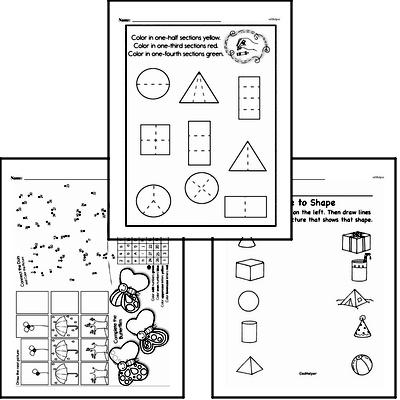 Geometry Mixed Math PDF Workbook for First Graders