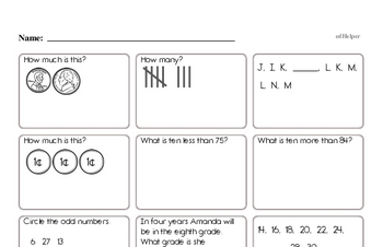 Free First Grade Math Minutes PDF Worksheets | edHelper.com